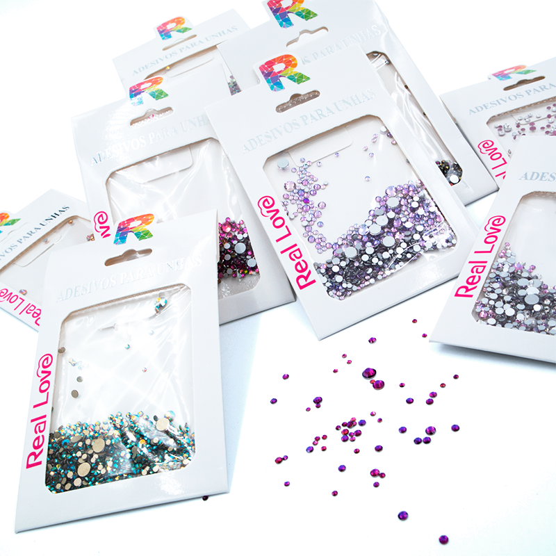 Cartela Decoração Strass Diversas Cores para Unhas