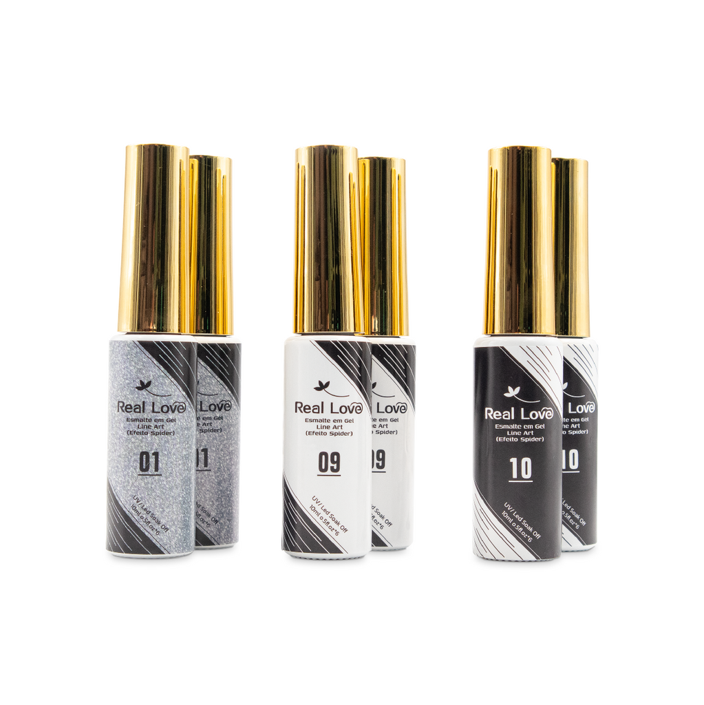 Kit esmalte em Gel Line Art (Efeito Spider) Unhas 10ml - Real Love