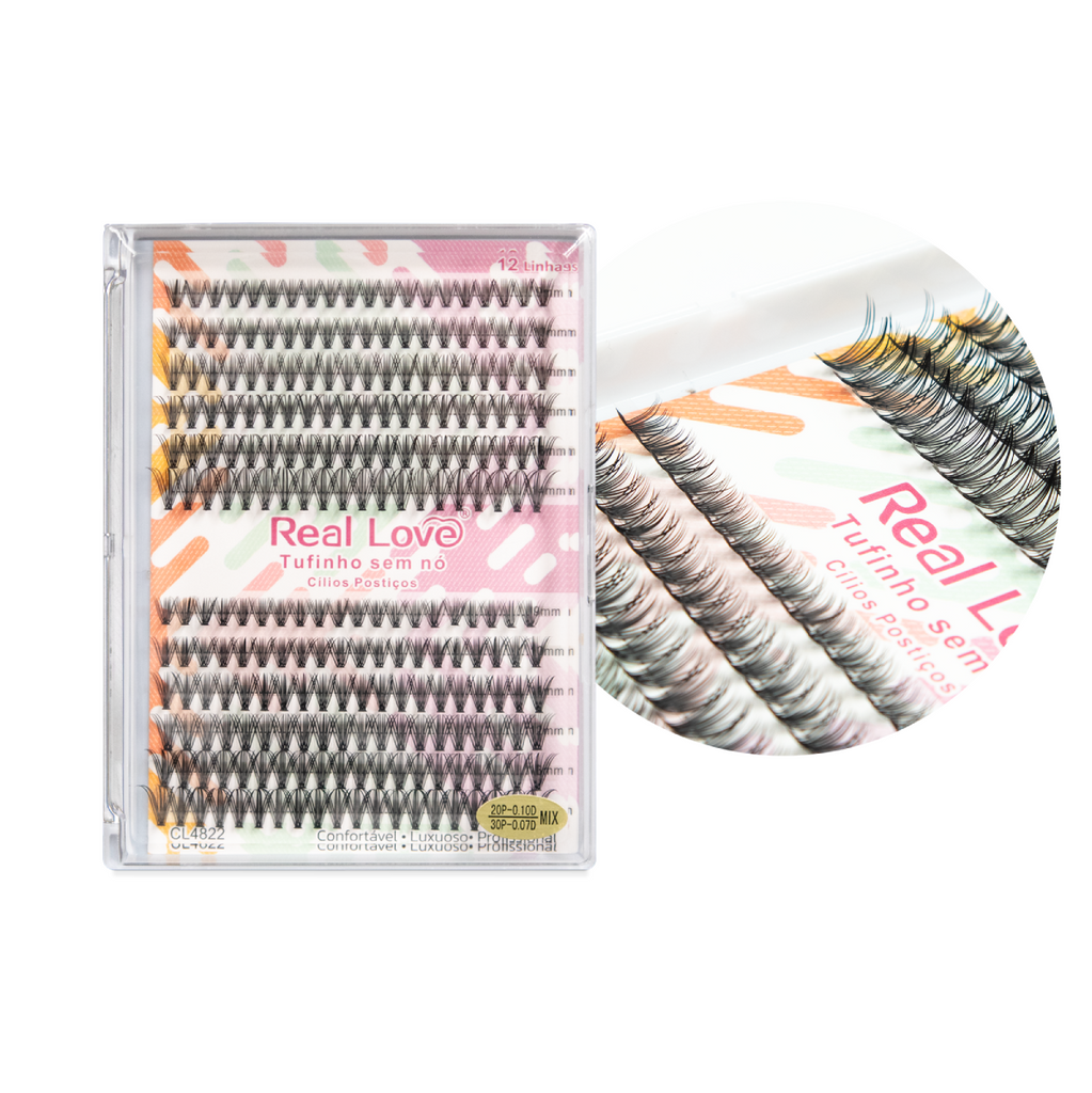Cílios Tufinhos Sem Nó MIX 12 Linhas e 2 Tamanhos - Real Love