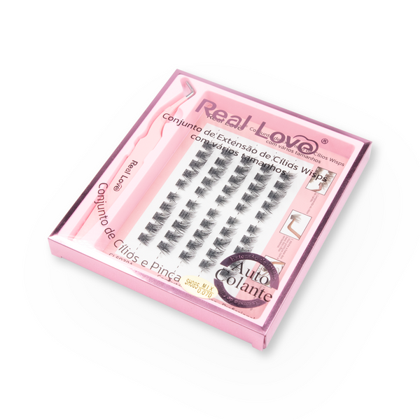 Cílios Extensão Wisps com Pinça Aplicadora - Real Love