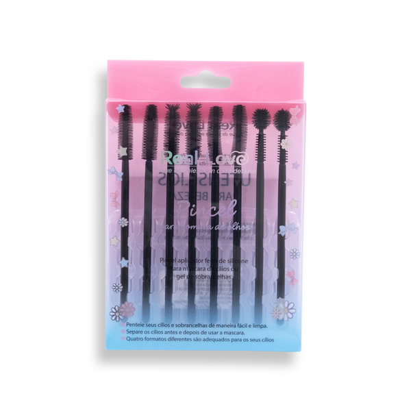 Kit Microbrush 8 pçs Aplicador para Máscara de Cílios  - Real Love
