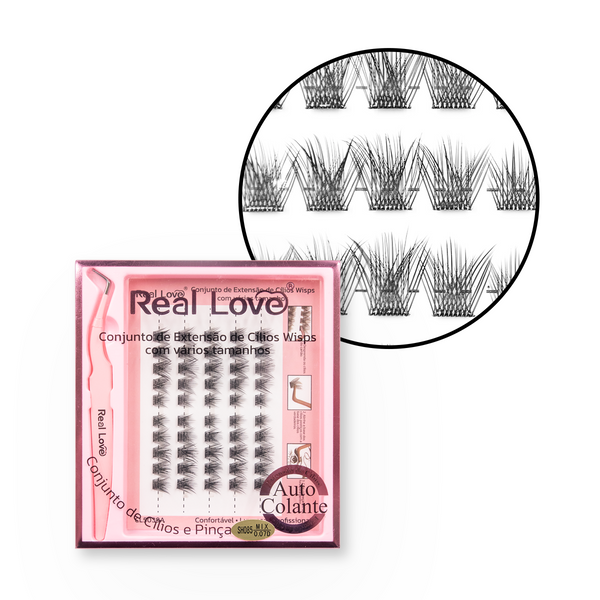 Cílios para Extensão Wisps Tamanho Diversos com Pinça Aplicadora - Real Love