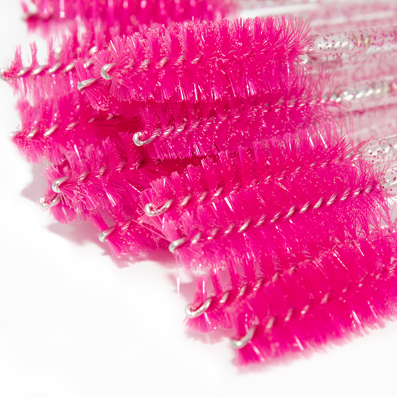 Kit 50 Escovinhas Com Glitter Descartáveis P/ Extensão de Cílios e Sobrancelhas Microbrush - Real Love