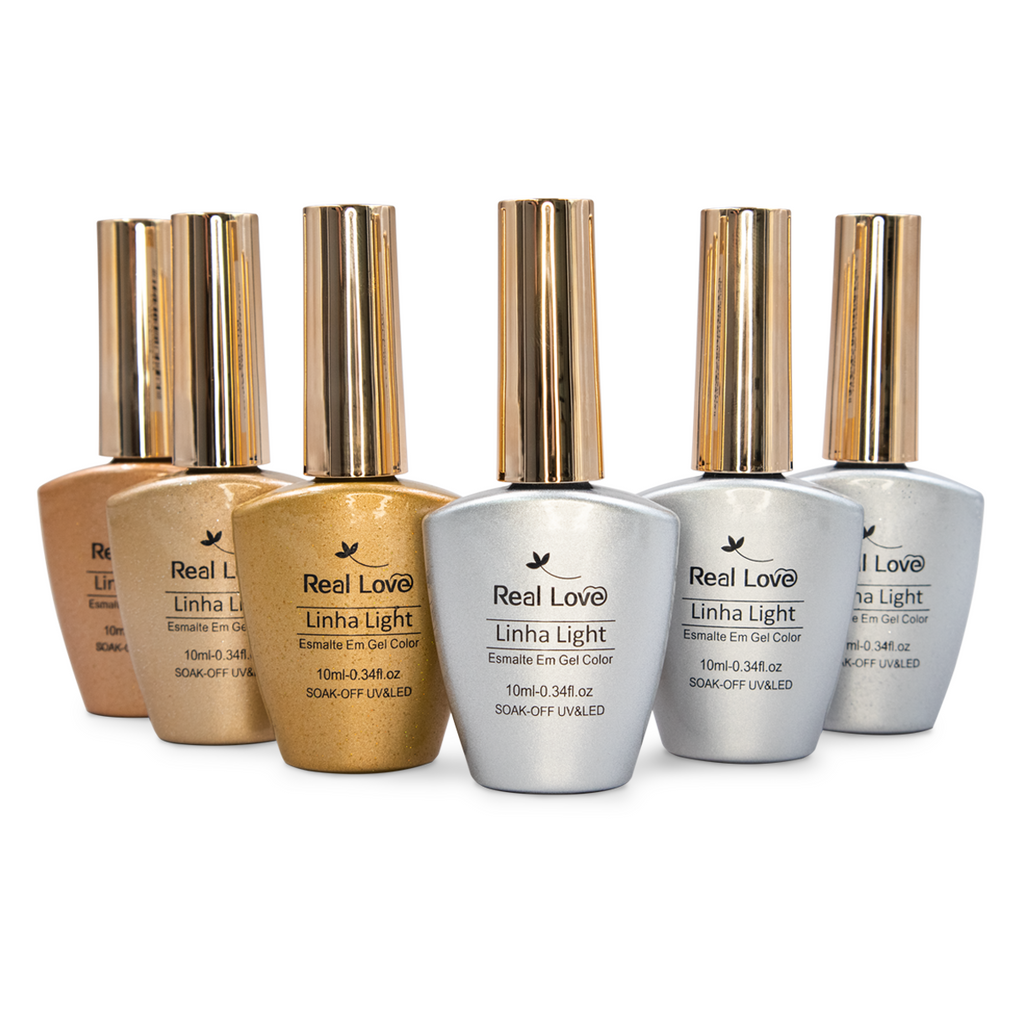 Kit com 6 Esmaltes em Tons de Dourado e Prata 10 ml  - Real Love