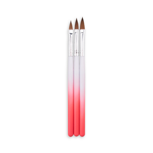 Kit Pincéis Unhas Gel Acrílico Cabo Degradê 3pçs - Real Love