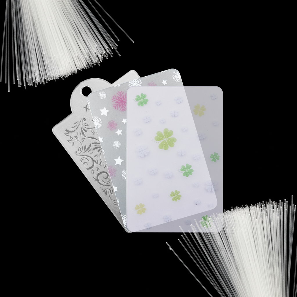 Kit Fibras De Vidro Fio A Fio Pré Cortadas + Placa para Carimbo de Unha - Real Love