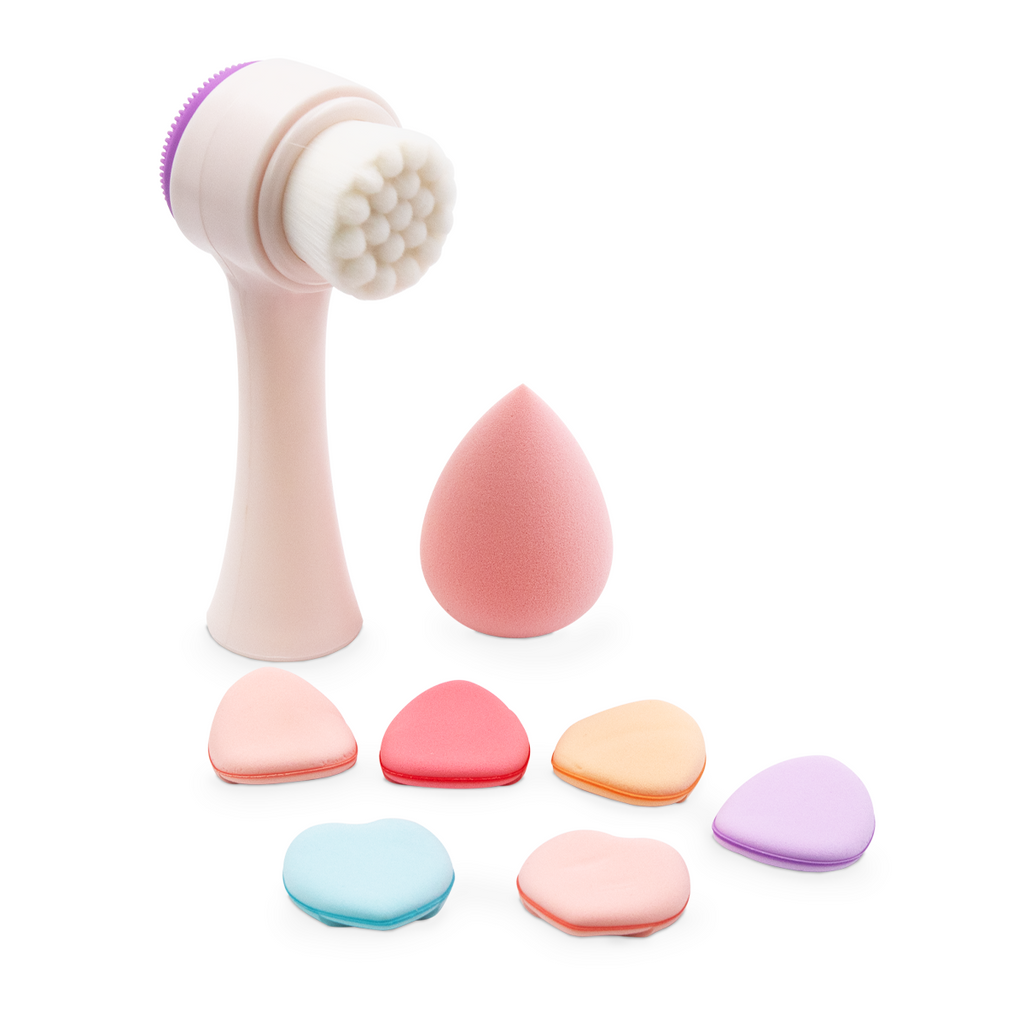 Kit Skincare 8 pçsEscova Facial + Kit Esponjinhas - Real Love