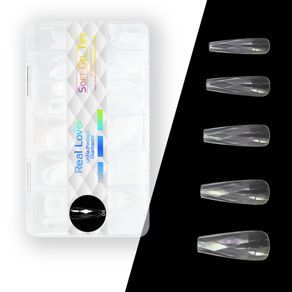 Tips Soft Gel 3D Diamante Transparente 120 Pçs - Real Love