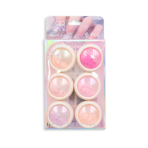 Kit 6 Potinhos Pó Cromado Multicor Diversos Modelos - Real Love