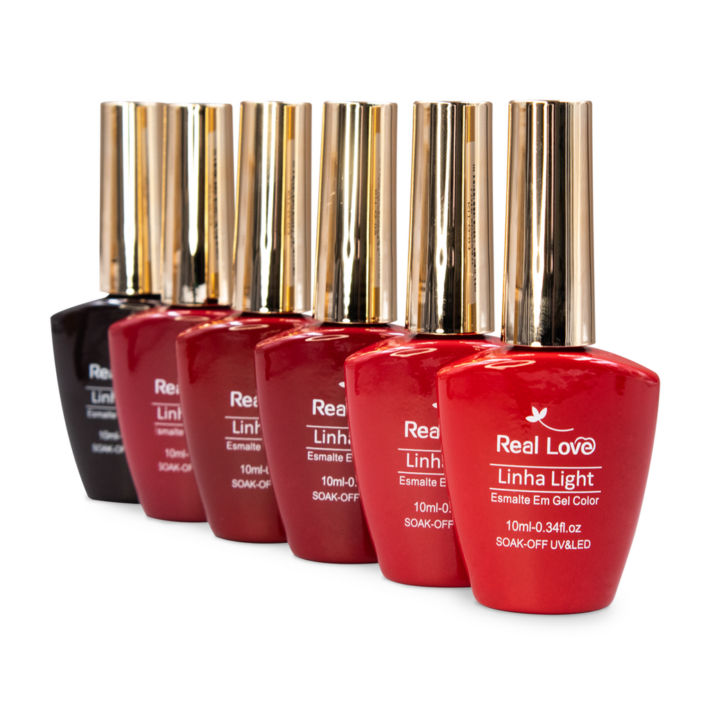 Kit com 6 Esmaltes em Tons de Vermelho 10 ml - Real Love