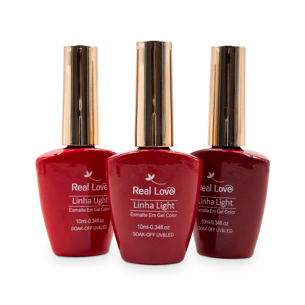 Kit 3 Esmaltes de Vermelho Claro 10ml - Real Love